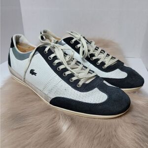 Lacoste Misano 28 Men's Casual Perfored Leather Blue Suede Sneakers Size 11.5